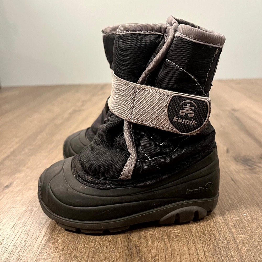 Kamik Snow Boots Winter Black Waterproof Faux Fur Lined Kids Toddler Size 6